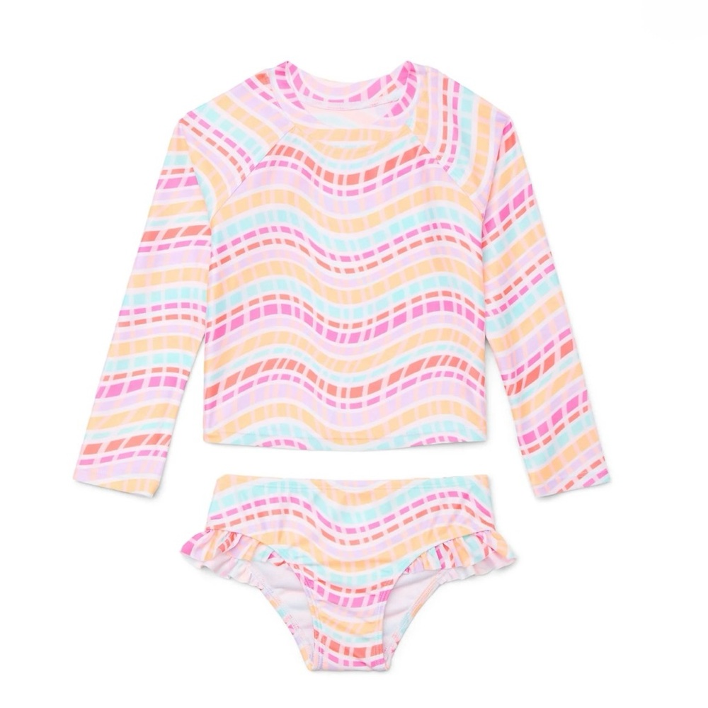 NWT 2-Piece Long-Sleeve Swim Brief Set for Babies and Toddlers, Size: 18M